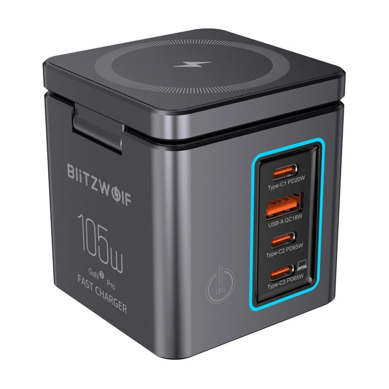 Omrežni polnilnik Blitzwolf BW-i113 GaN, 4 vrata (3xUSB-C, 1xUSB-A), 105W
