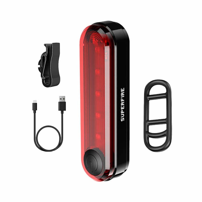 zadnja kolesarska svetilka superfire btl01, usb, 230mah