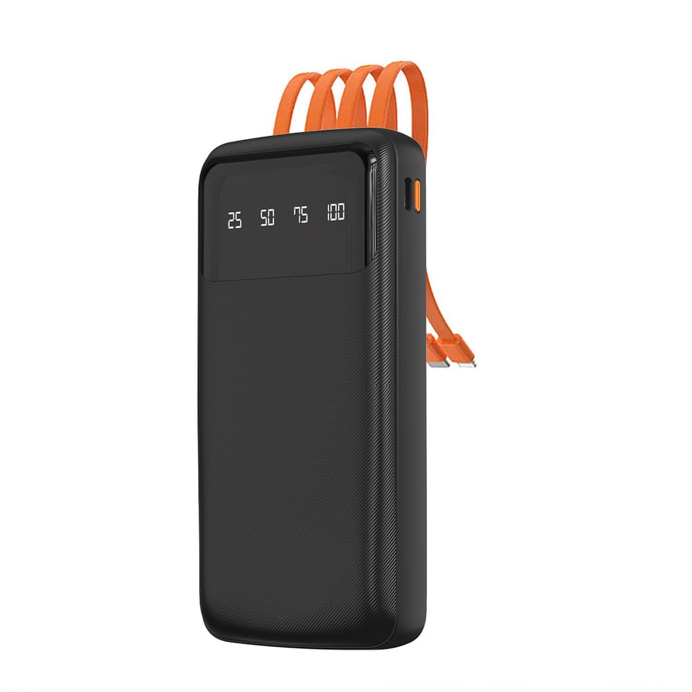 Power bank Dudao K6Pro 10000mAh s kabli USB, USB Type C, Lightning - črn