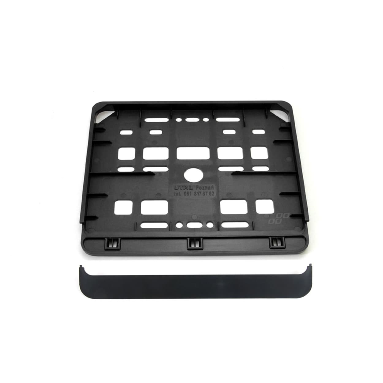 Okvir za registrsko tablico AMiO za motor, črn, ustreza tablicam 19x15 cm