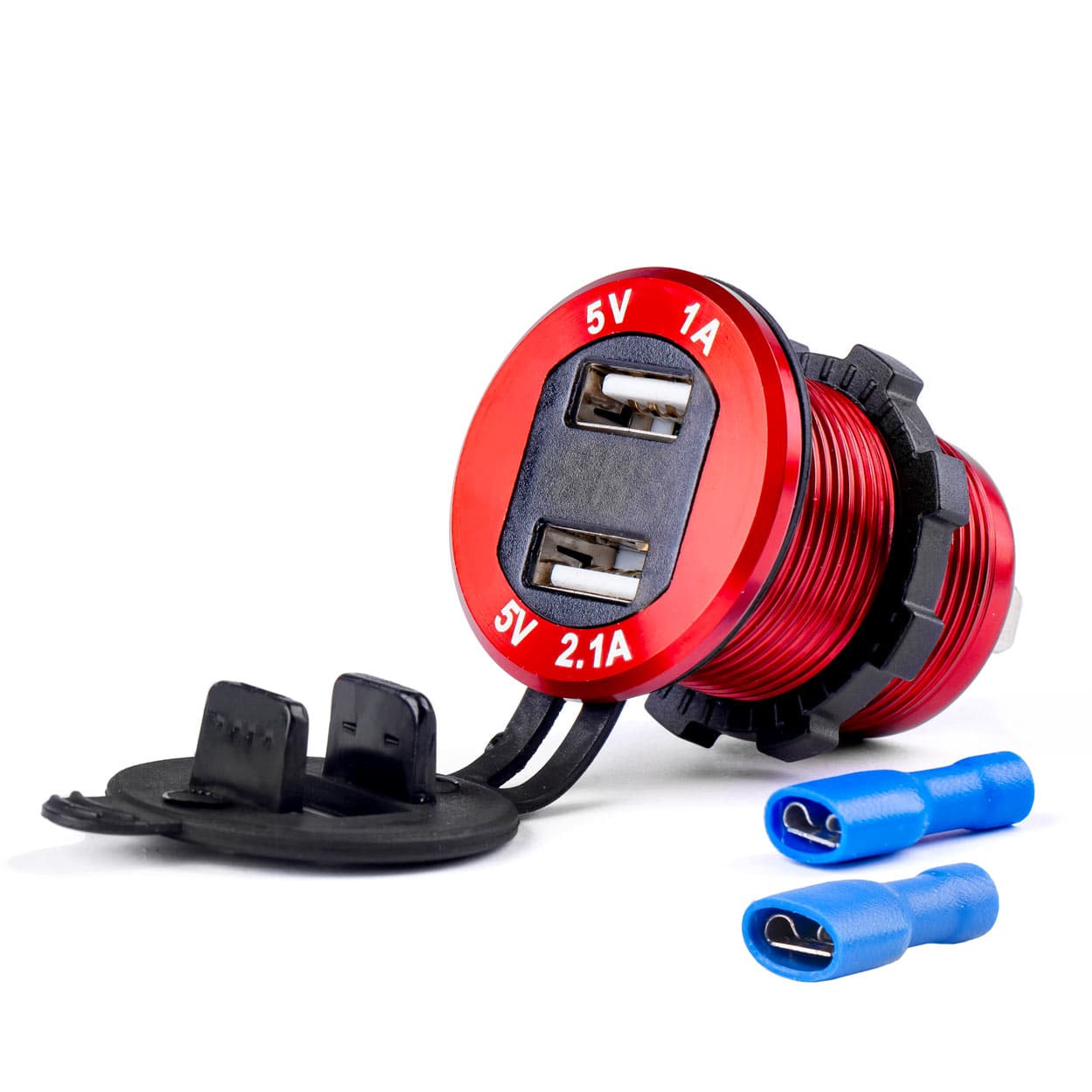 AMiO Aluminijasta polnilna postaja 2x USB z merilnikom napetosti 12V/24V