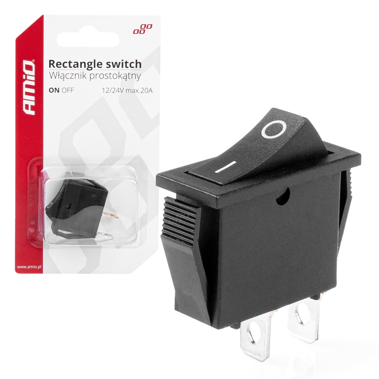 PRAVOKOTNI PREKLOPNIK ON/OFF AMiO 12V (20A)