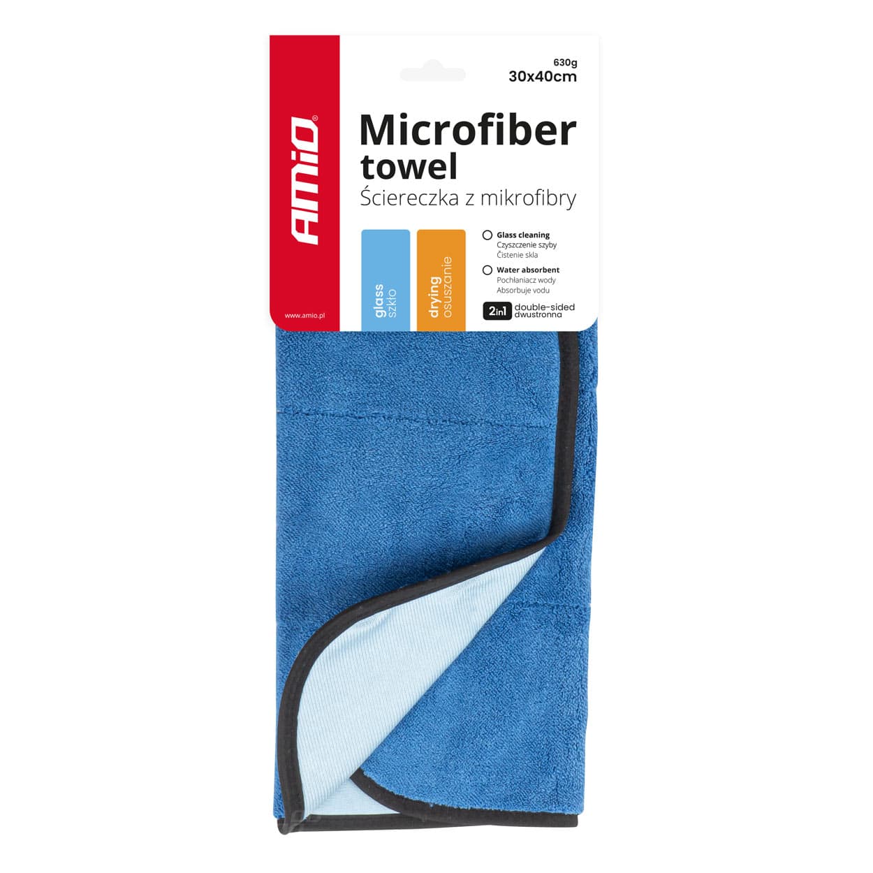 AMiO Mikrofiber krpa 2v1 za čiščenje in sušenje avtomobila 30x40 cm