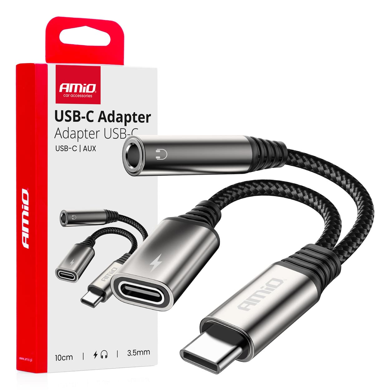 AMiO USB-C razdelilec na USB-C + 3.5mm Mini Jack