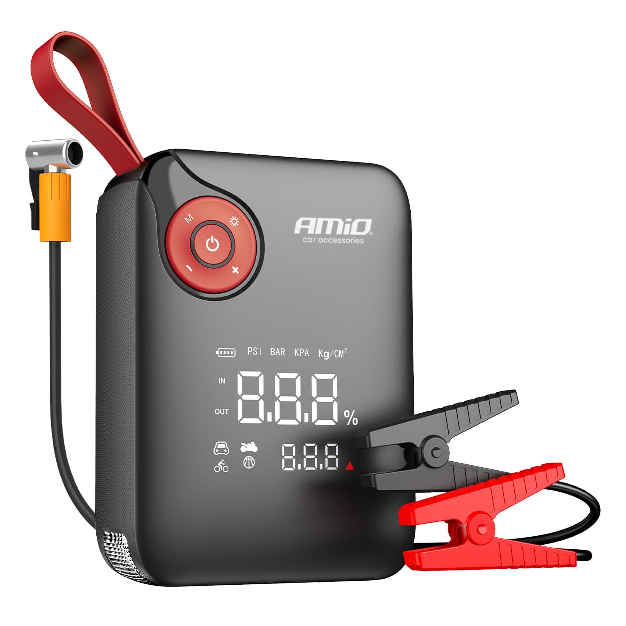 AMiO Mini 4v1 naprava za zagon avtomobila: booster, powerbank, kompresor, LED svetilka