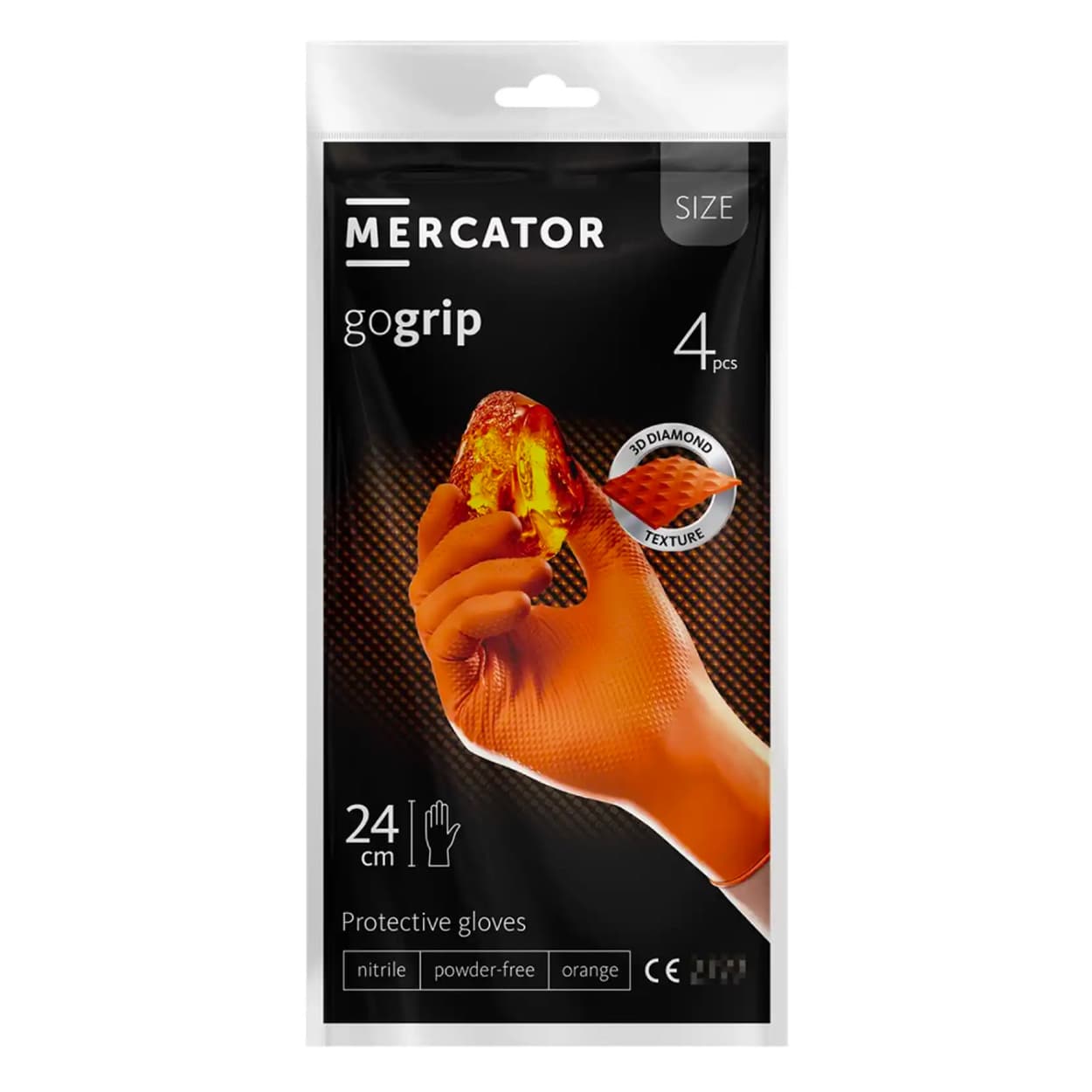 Nitrilne rokavice MERCATOR Go Grip oranžne, XXL (4 kosi)