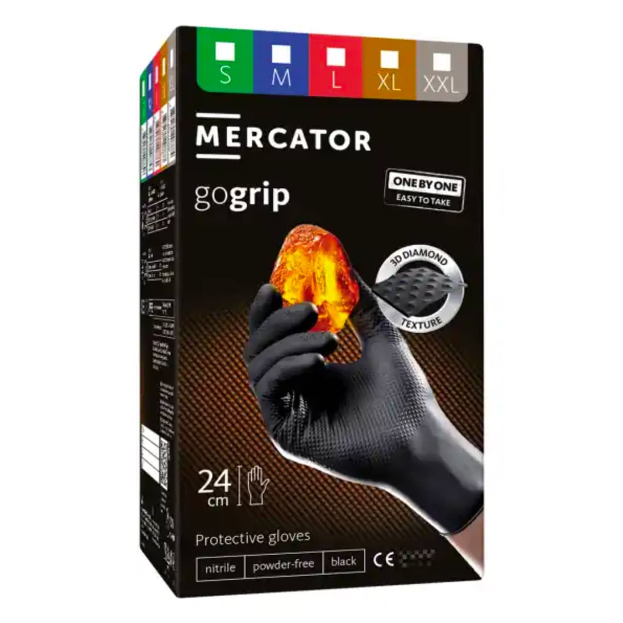 Nitrilne rokavice MERCATOR Go Grip black, M (100 kosov)