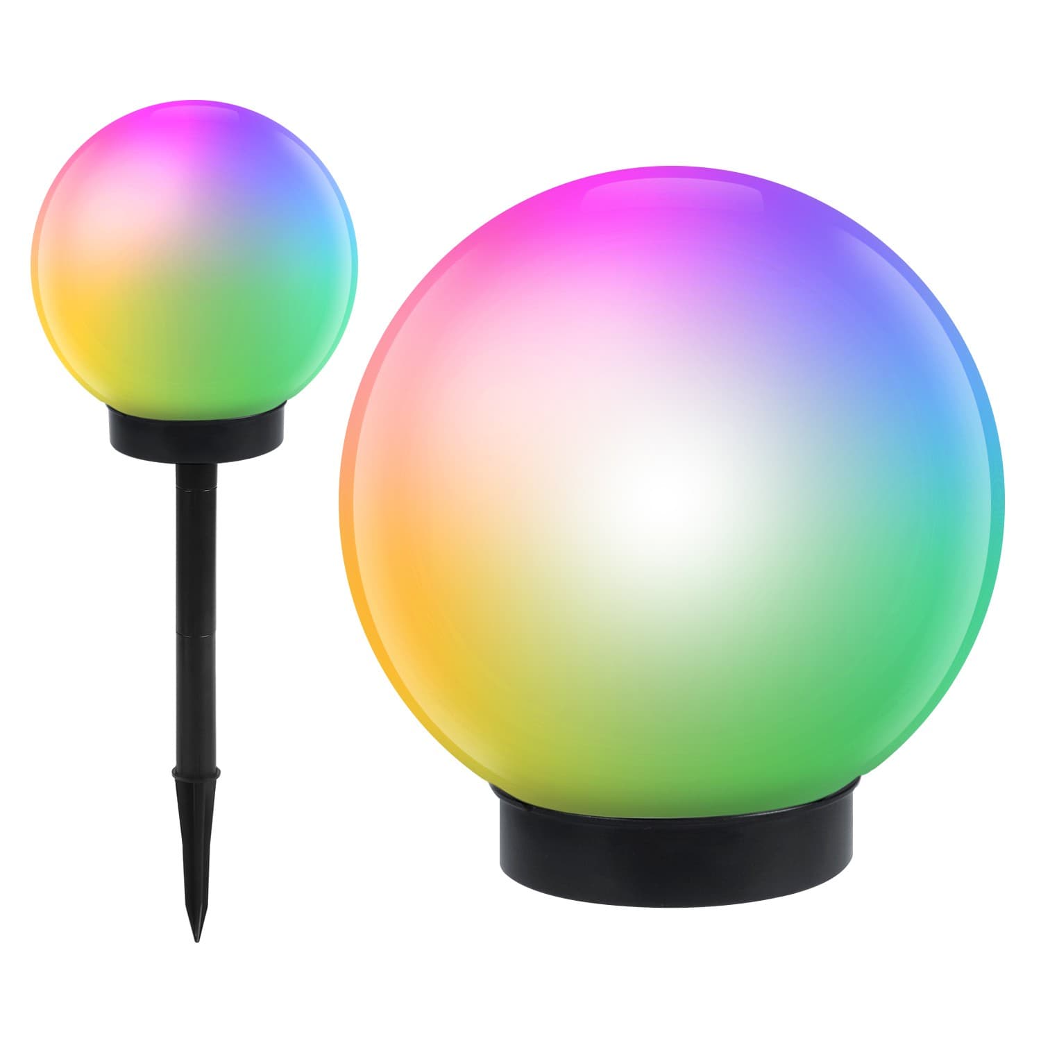 Solarna vrtna svetilka GreenBlue kroglasta GB124, RGB LED (20x20x53cm)