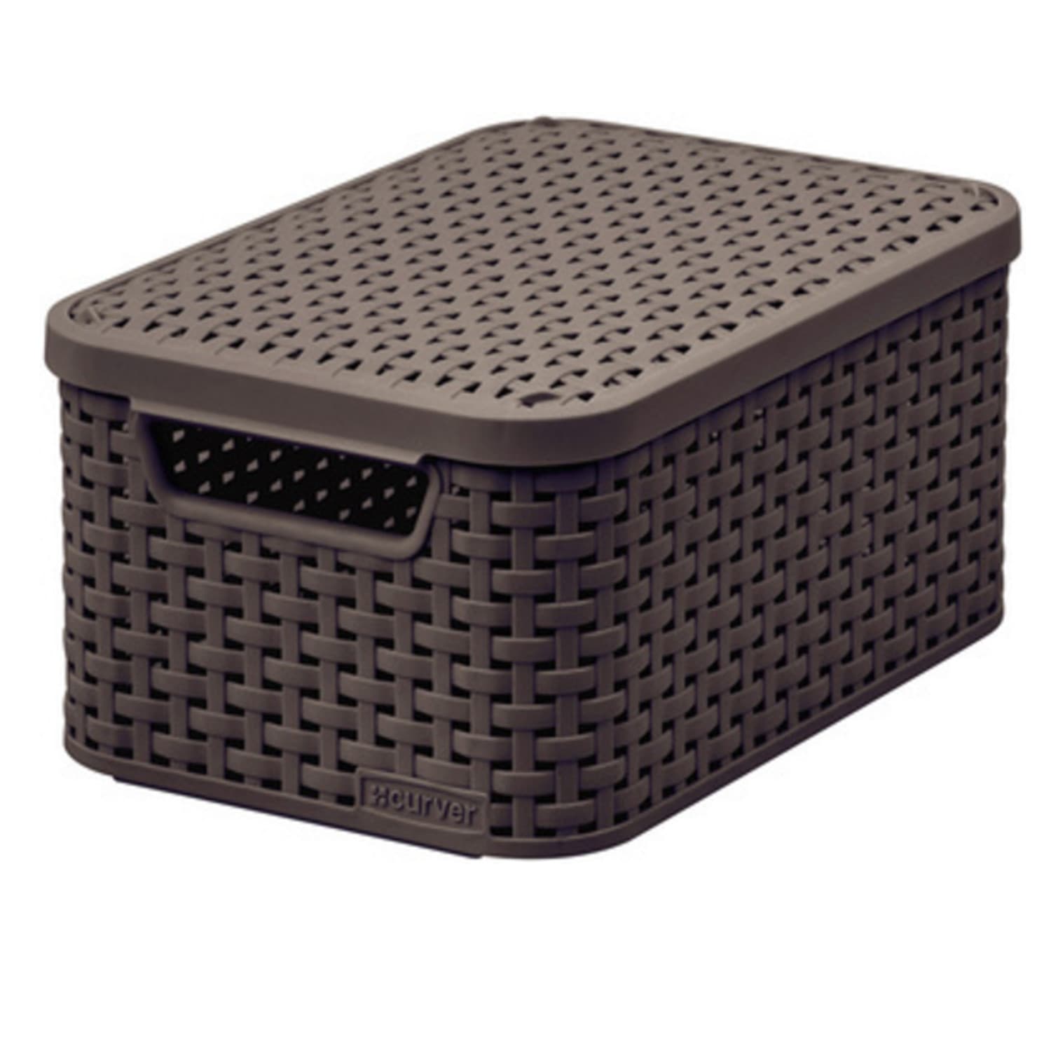 Curver Rattan Style košarica z pokrovom S, temno rjava