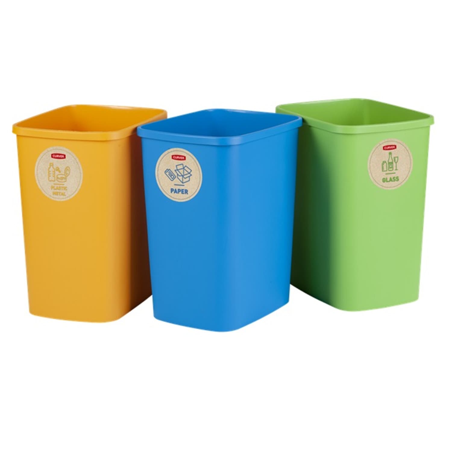 Set 3 košar za ločevanje odpadkov CURVER Eco Friendly 3x9L