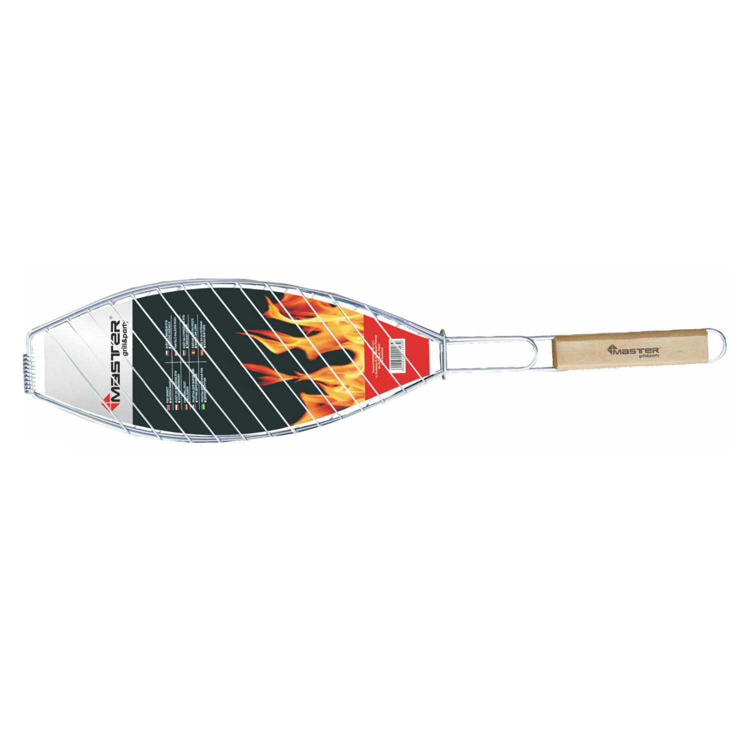 Rešetka za žar za ribe 68cm Master Grill MG148 z lesenim ročajem