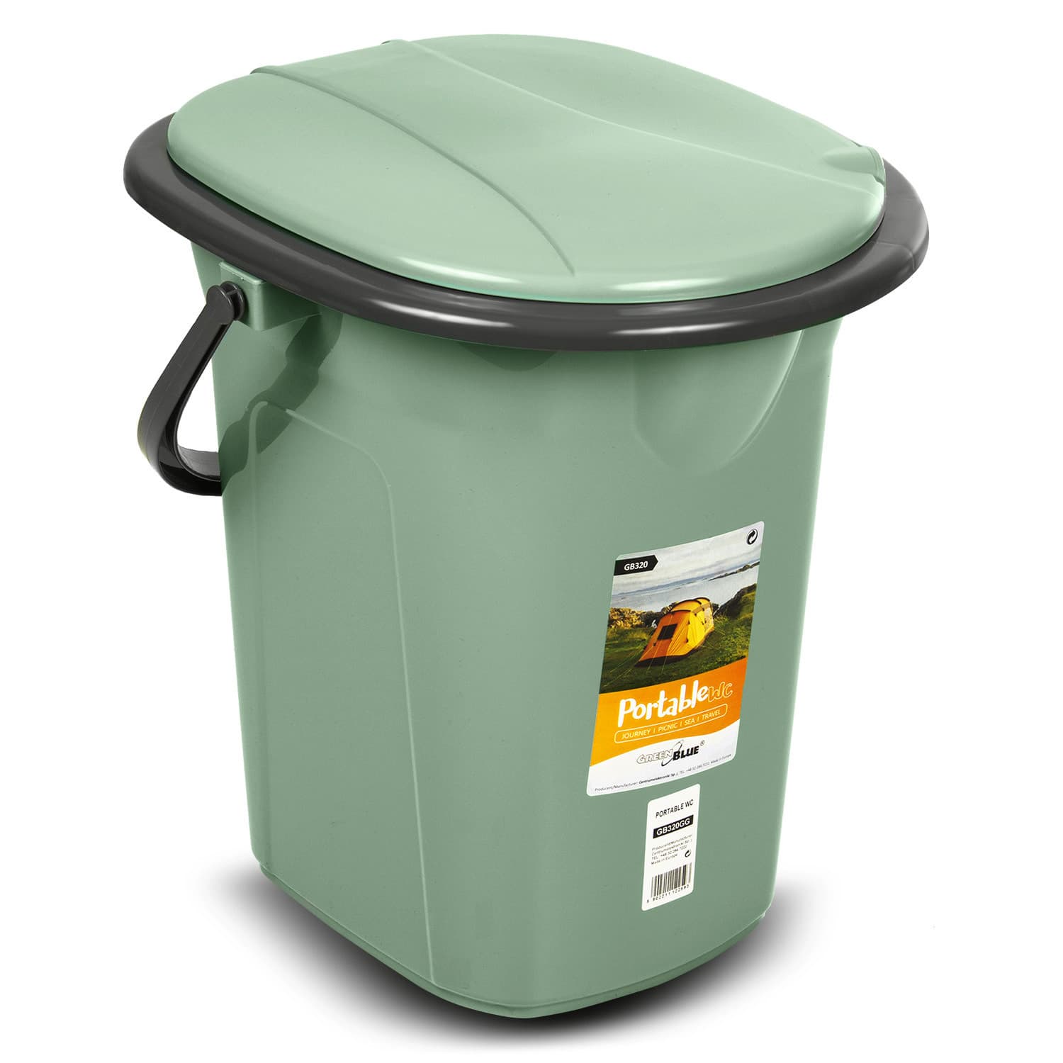 Potovalni WC GreenBlue GB320GG, zeleno-siv, 19L