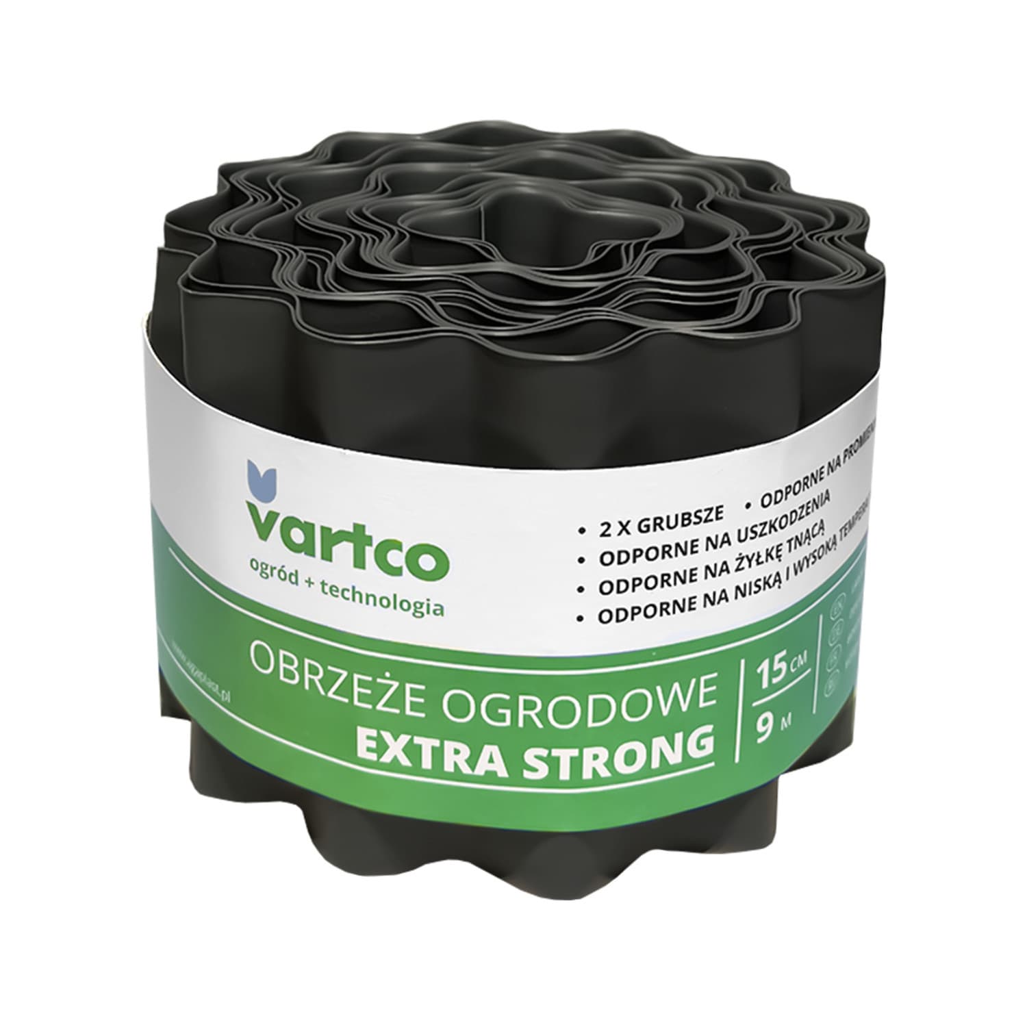 Agaplast Vartco Extra Strong vrtno obrobo, 15 cm x 9 m, siva