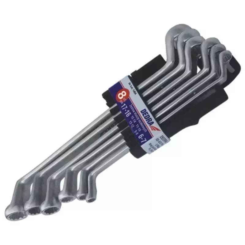 Set 6 upognjenih očnoploščatih ključev CrV 6-17 mm, Dedra