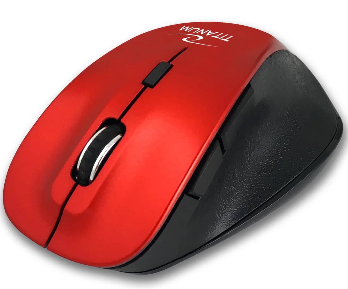 Titanum TM122R Brezžična miška, Bluetooth, 6D optična, rdeča