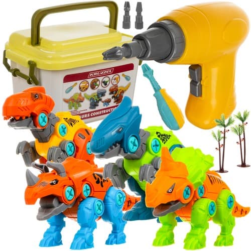 KRUZZEL Konstrukcijski set "Dinozavri" 4v1