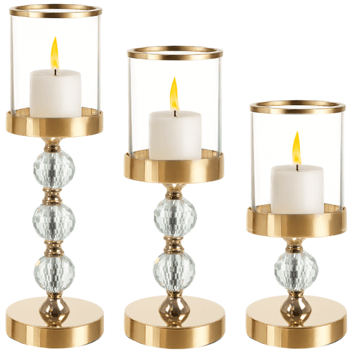 Svečnik – lampion RUHHY 26487, set 3 kos., zlat