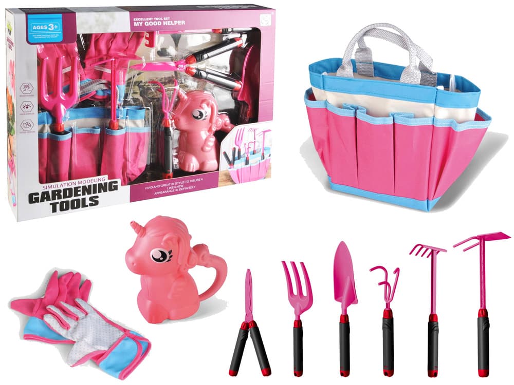 Vrtni set z orodjem in rokavičkami, roza, LEAN TOYS