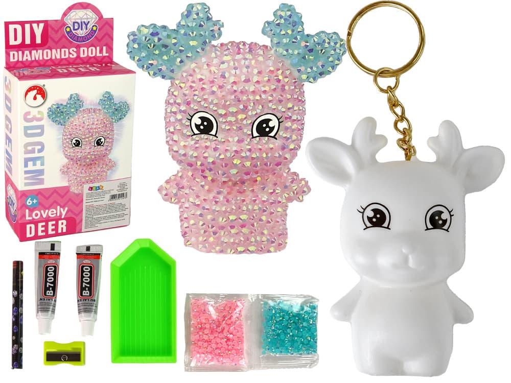 LEAN TOYS 3D diamantni obesek: Jelenček z bleščicami (roza)