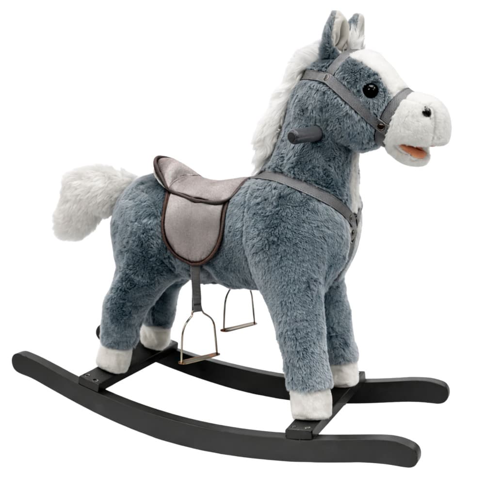 LEAN TOYS lesen konjiček na siv z zvokom, 74 cm