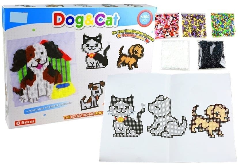 LEAN TOYS Set koralnih mozaikov Pes in mačka 6000 el.