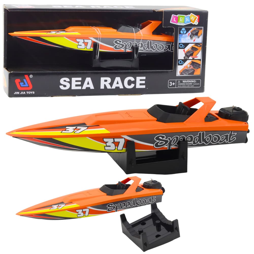 LEAN TOYS Motorna čoln s navojnim mehanizmom (oranžna)