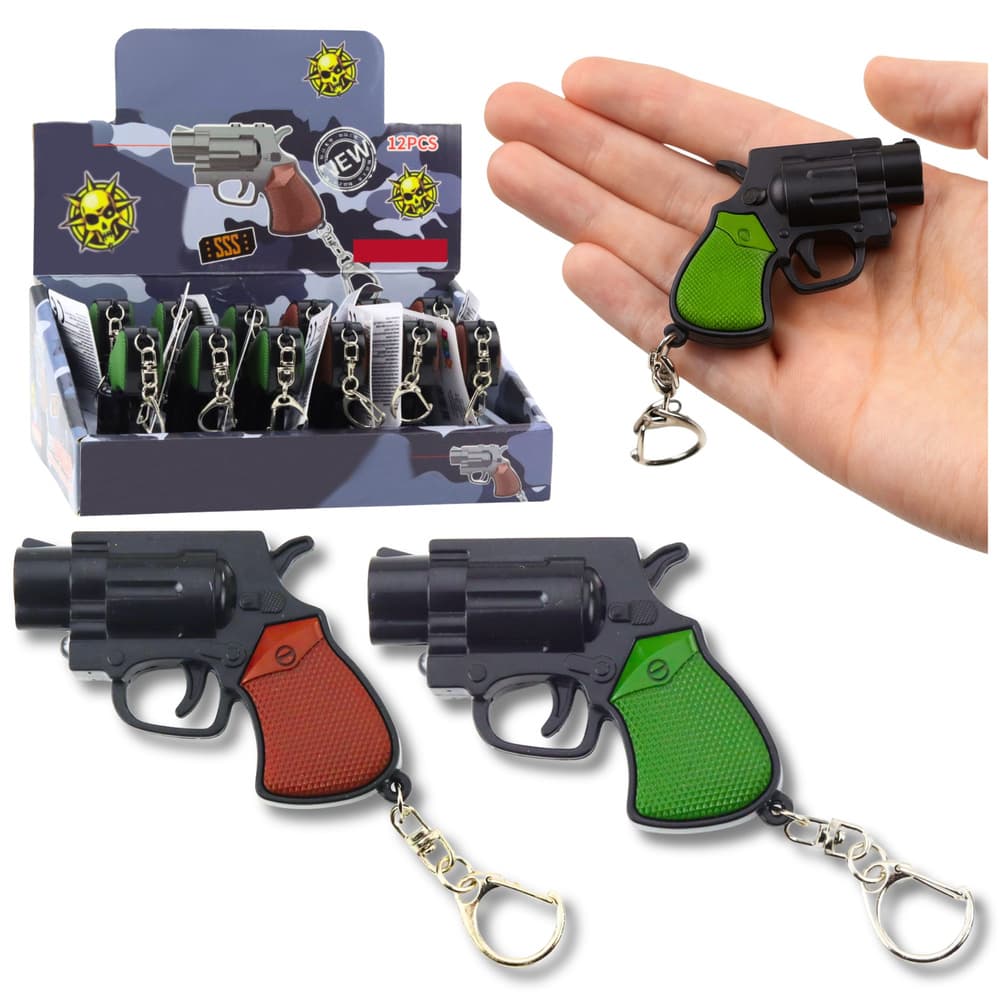 Mini pištola rewolwer obesek za ključe LED laser 6,5 cm LEAN TOYS
