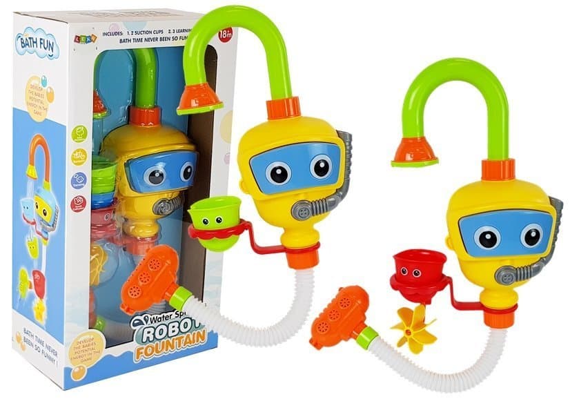 Pisani robot – potapljač za kopanje z vodnim slapom in lončki
