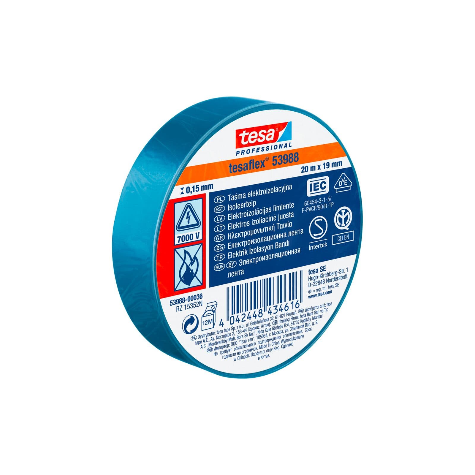 Tesa Elektroizolacijski trak, PVC, 20m:19mm, modra
