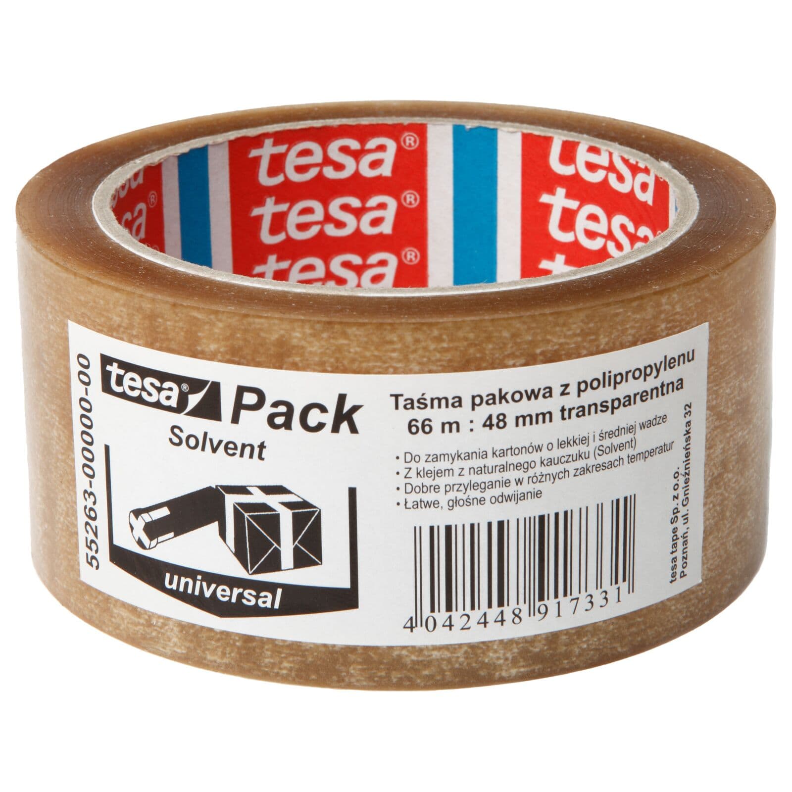 Tesa Pakirni trak, solvent, 66m:48mm, prozoren