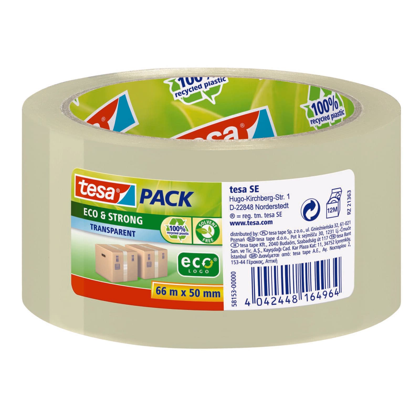 Pakirni trak Tesa Eco 66m x 50mm, transparenten