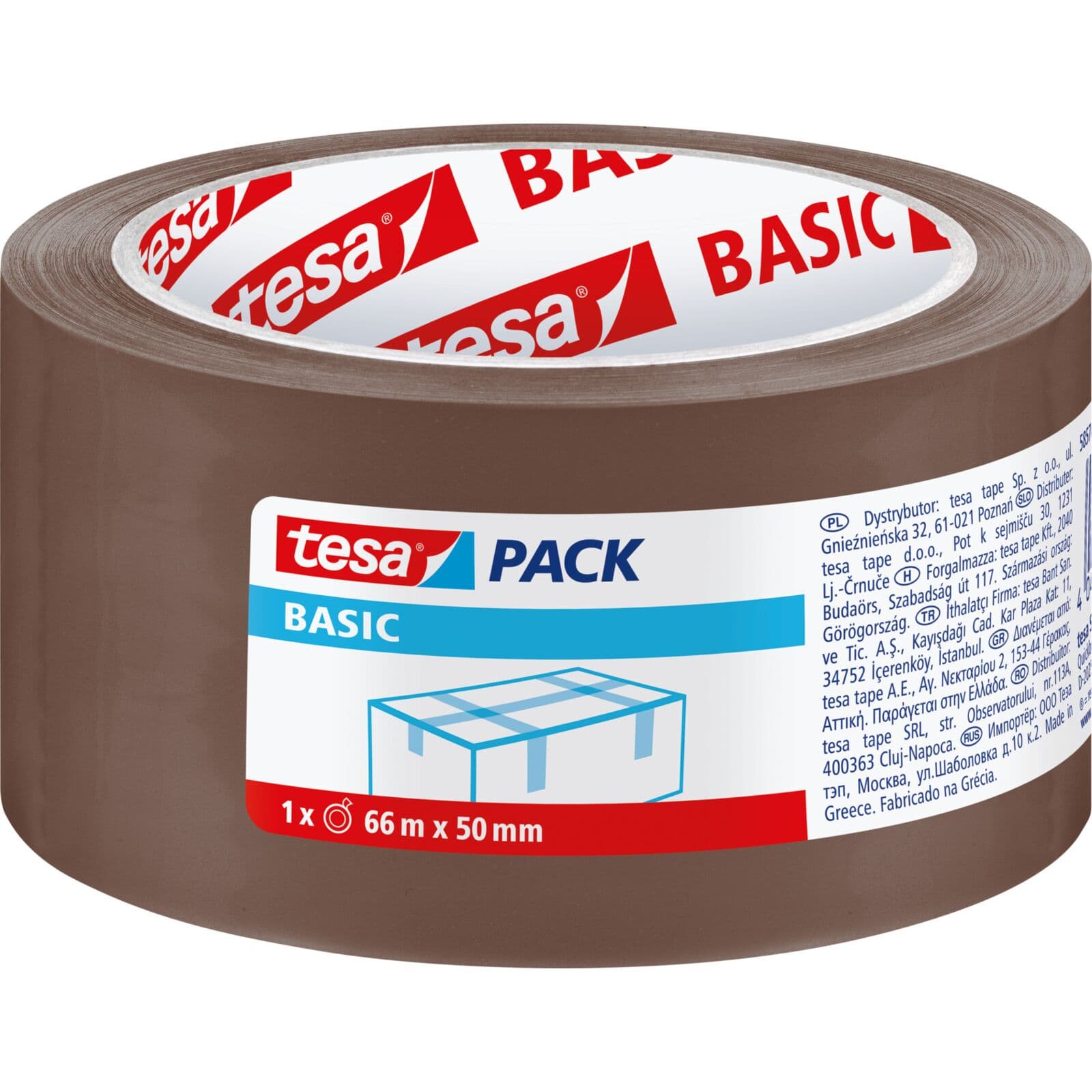 Tesa Basic pakirni trak, 50m:48mm, rjav