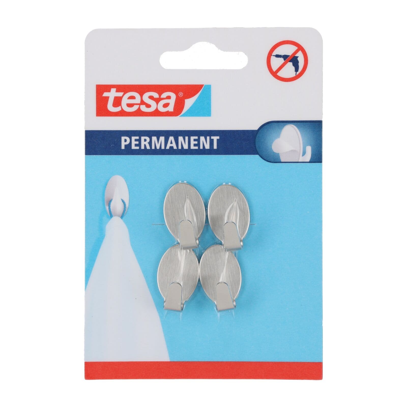 Tesa trajni kovinski kavlji, ovalni, XS, 4 kosi