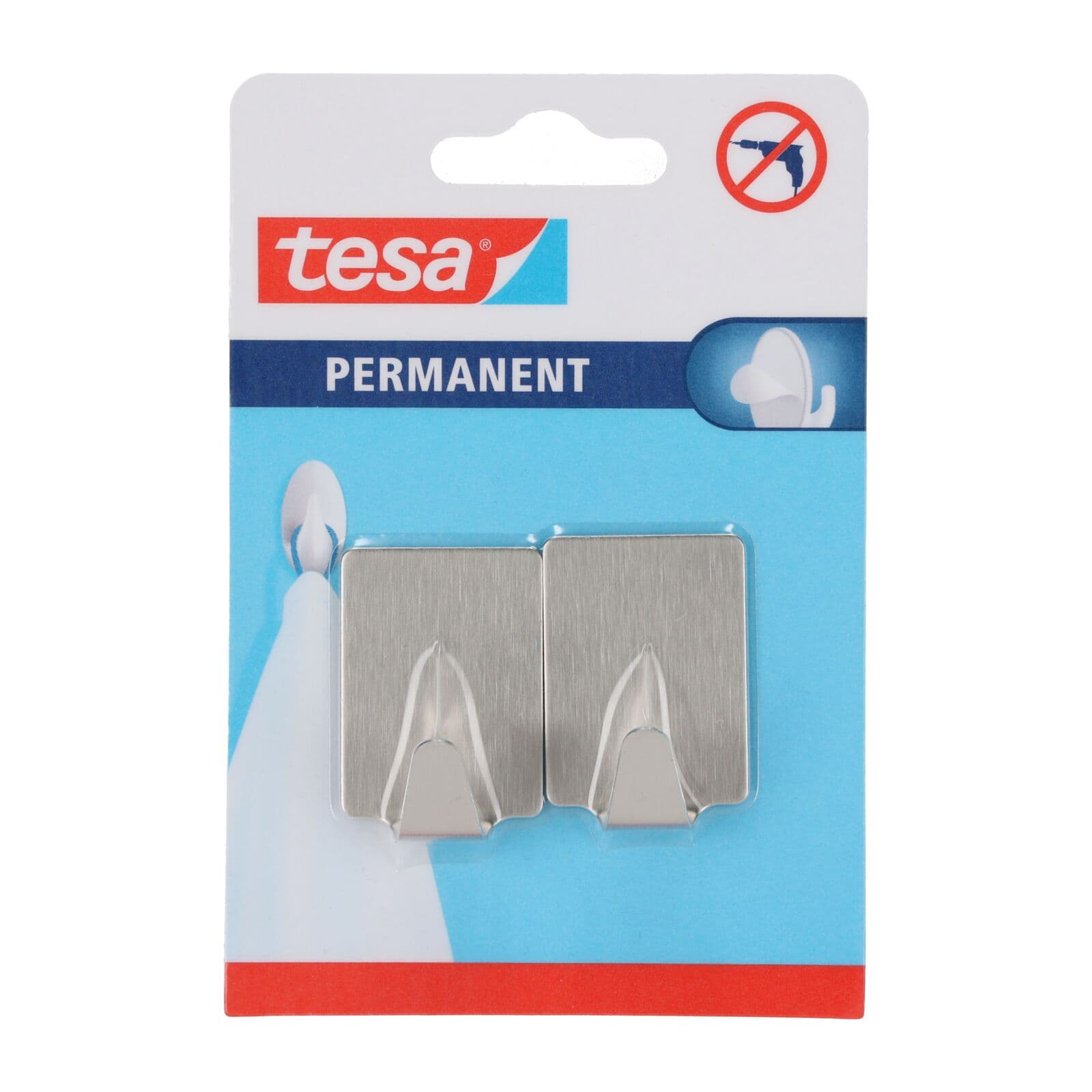 Tesa trajni kovinski kavlji, kvadratni, L, 2 kosi