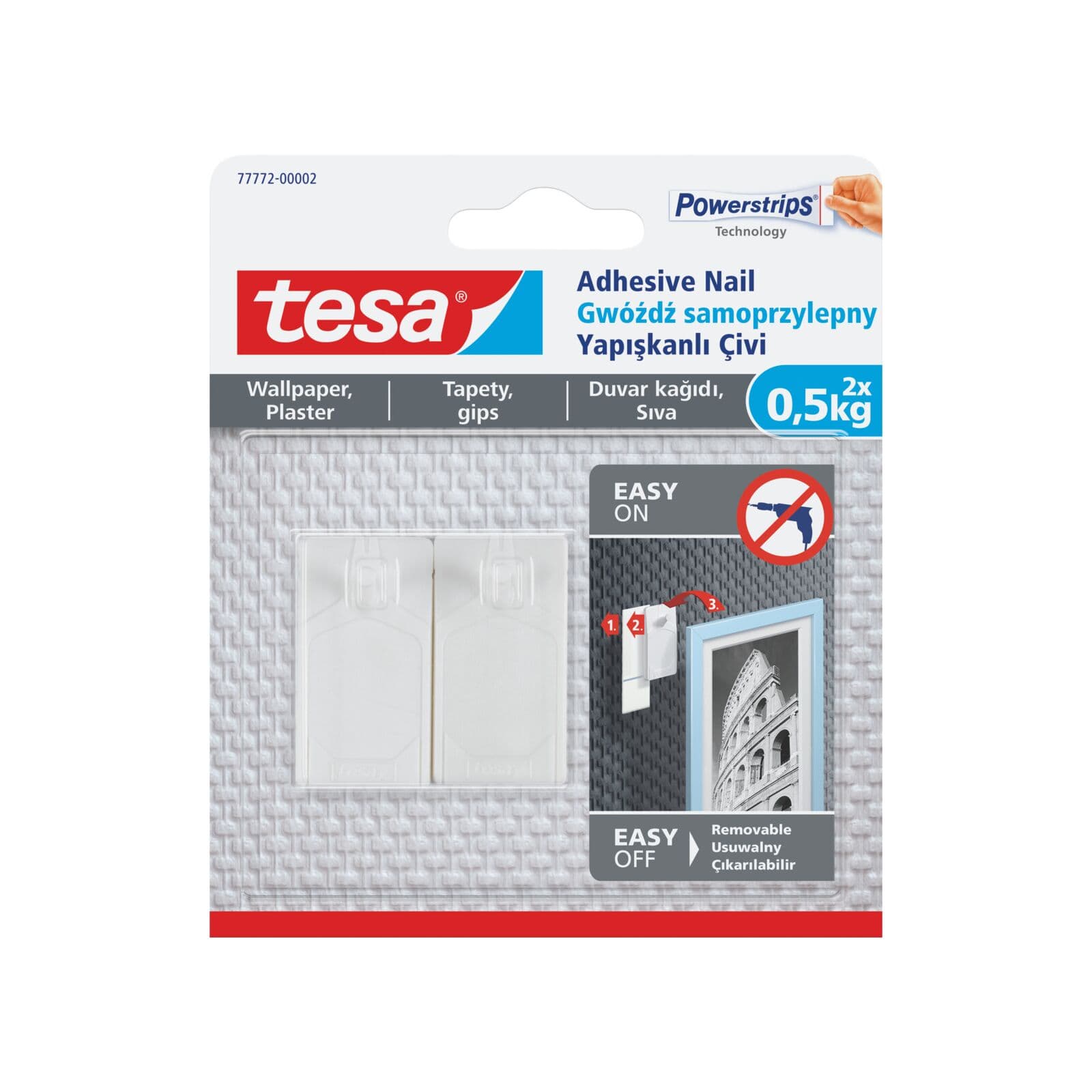 Tesa samolepilni žebljiček za tapete, 2 kosa, do 0.5 kg