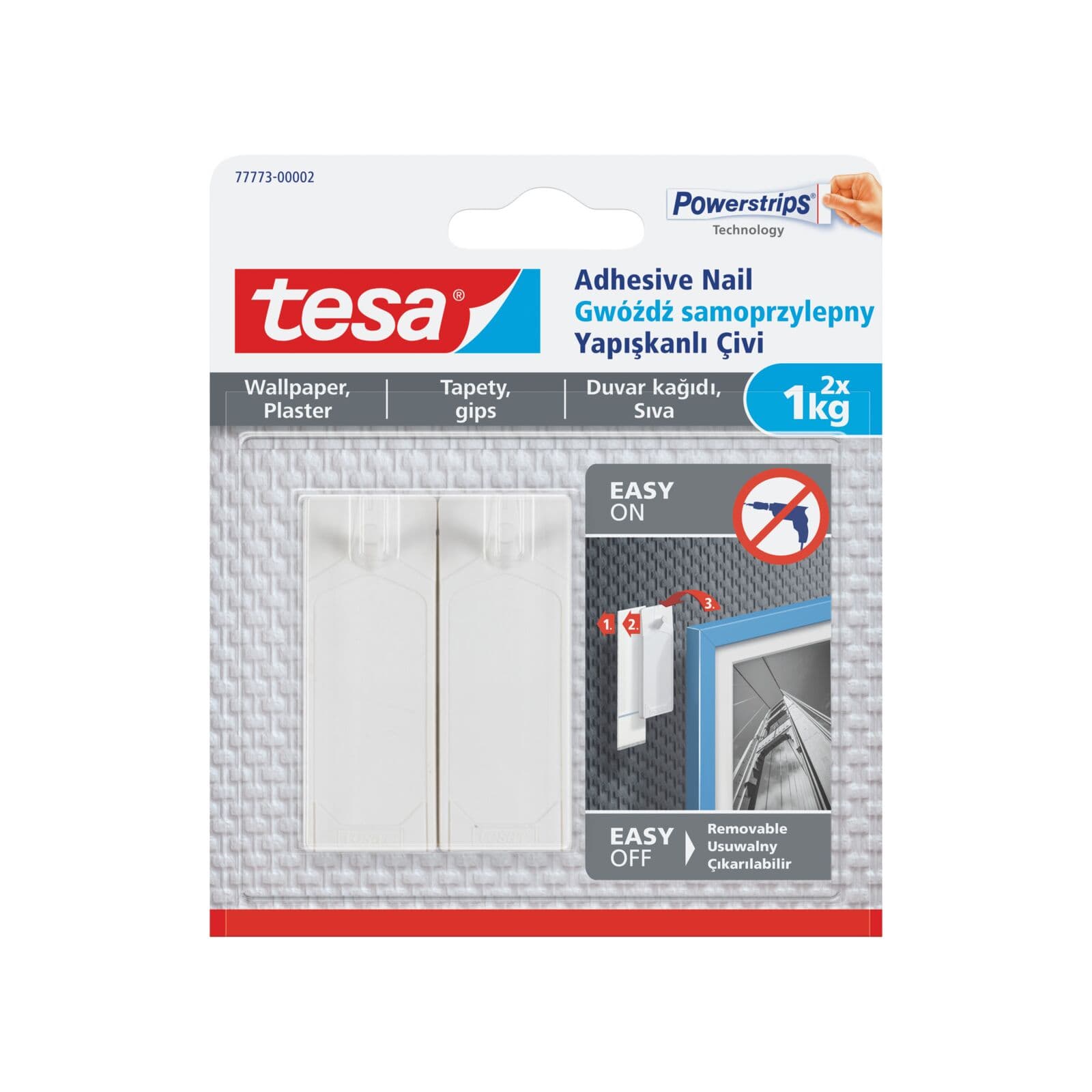Tesa samolepilni žebljiček za tapete, 2 kosa, do 0.5 kg