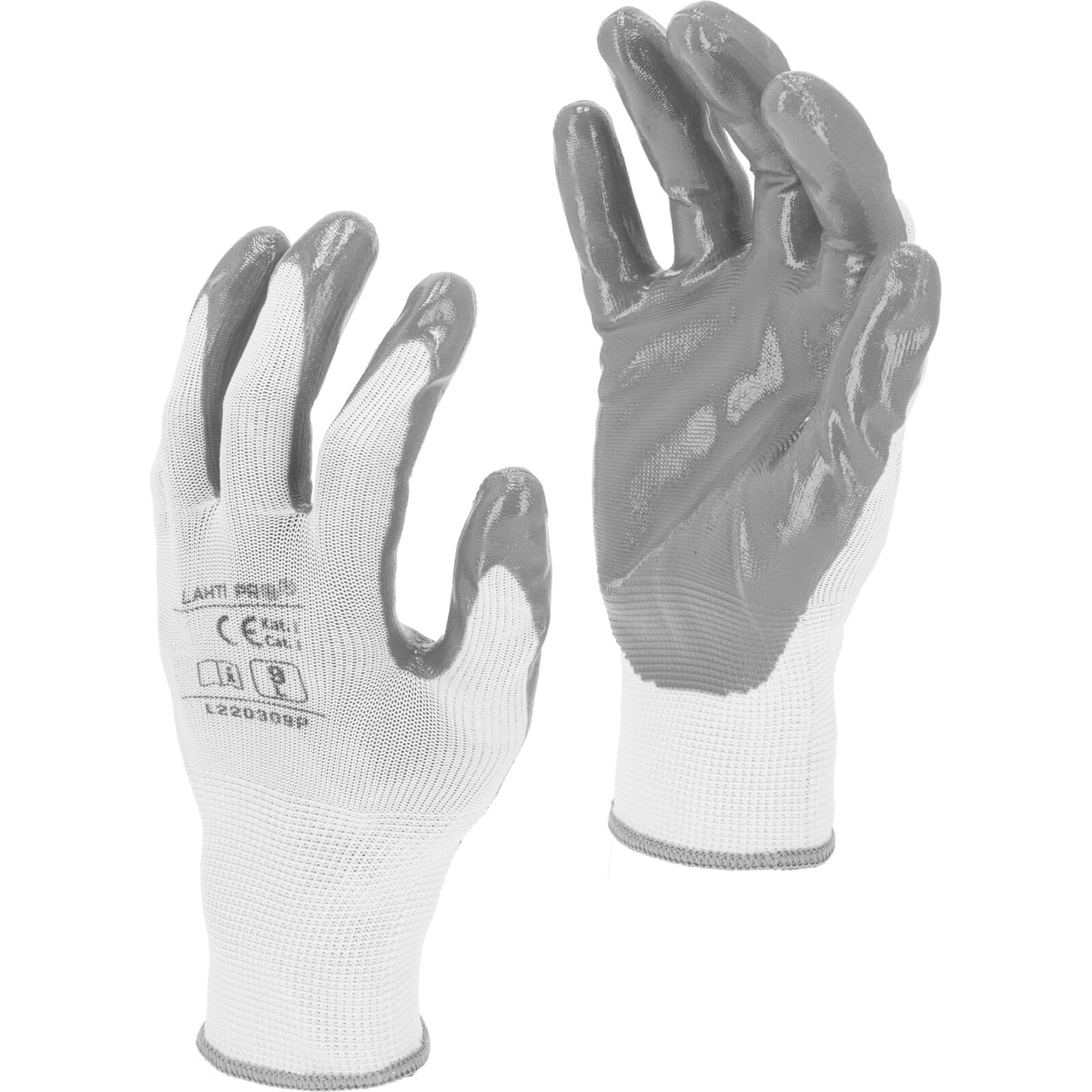 Lahti Pro nitril rokavice L220309P, sivo-bele, vel. 9