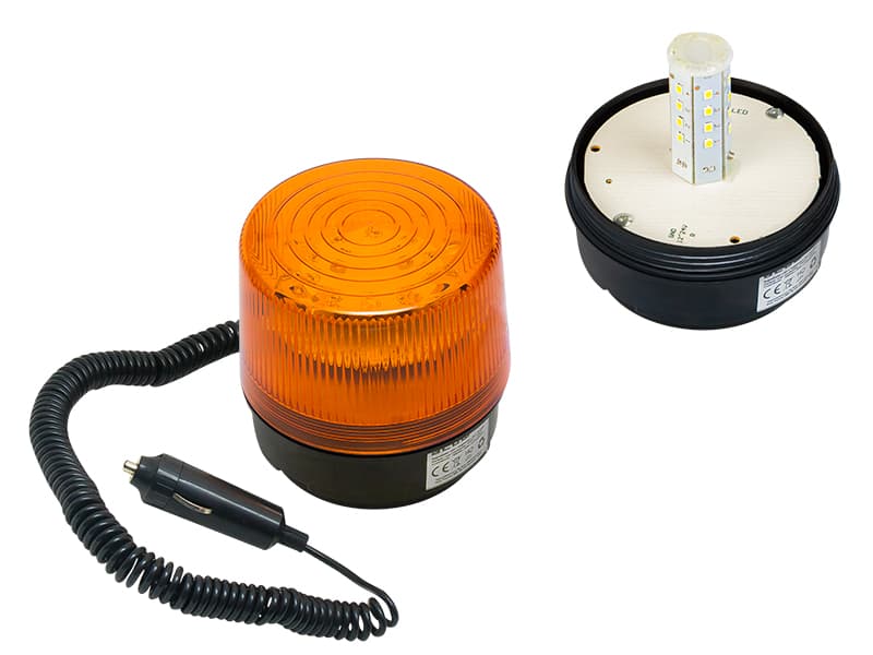 Optični LED signalni indikator Blow, 12V/24V, oranžni, magnetni