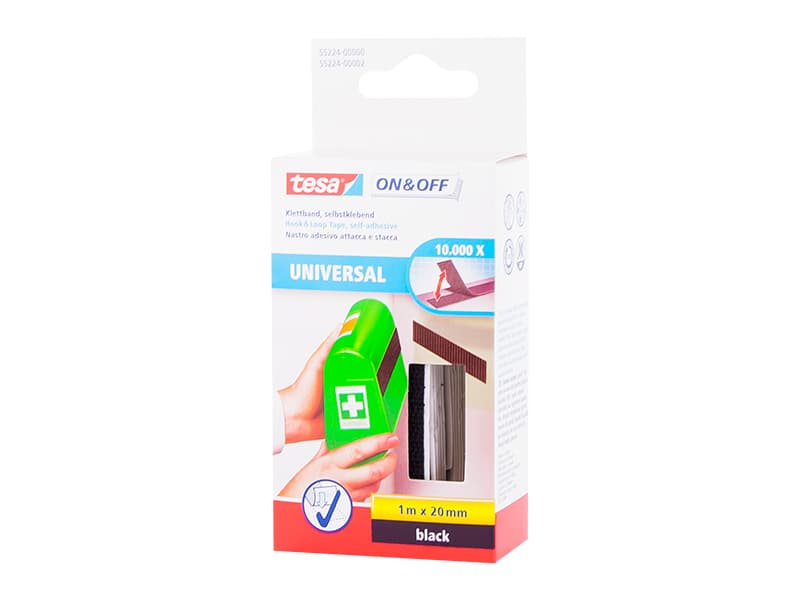 Črni lepljivi trak z ježkom Tesa 1m x 20mm