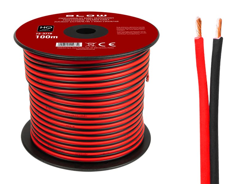 Zvočniški kabel Blow 2x4,00mm, 100m, črno-rdeč
