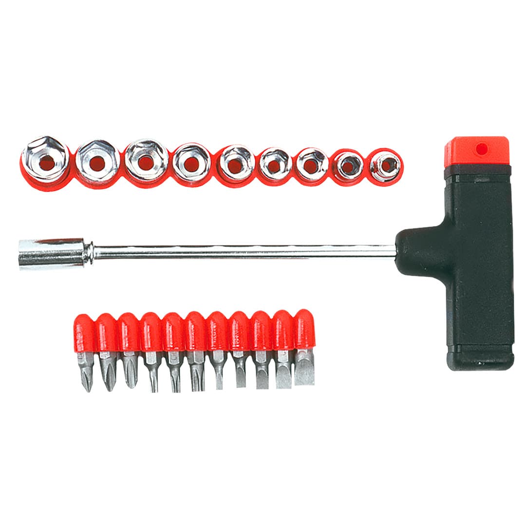 Top Tools Set bitov in nastavkov T-ročaj, 21 kos.