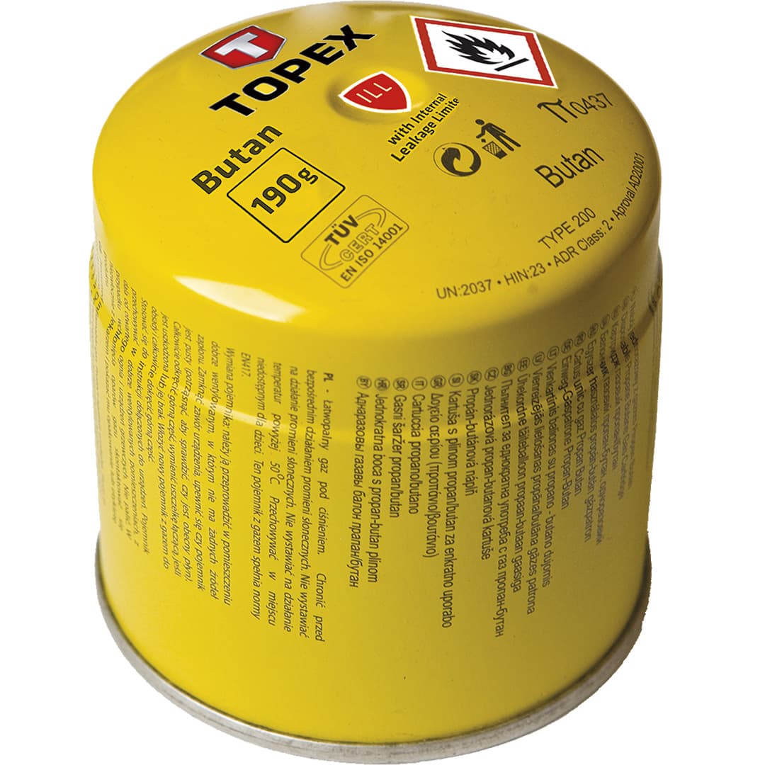 Plinski vložek TOPEX Butan, 190 g, z varnostnim ventilom