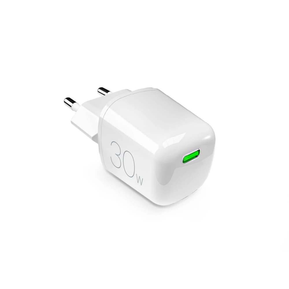 Puro MiniPro 30W GaN USB-C omrežni polnilnik - bel