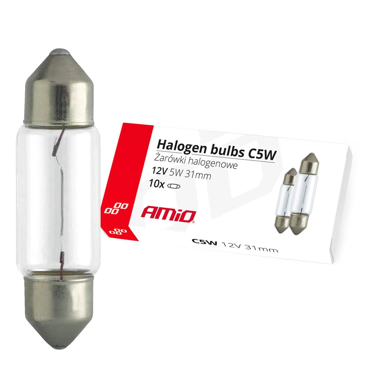 AMiO Halogenske žarnice C5W Festoon (12V, 5W, 31mm) - 10 kos.