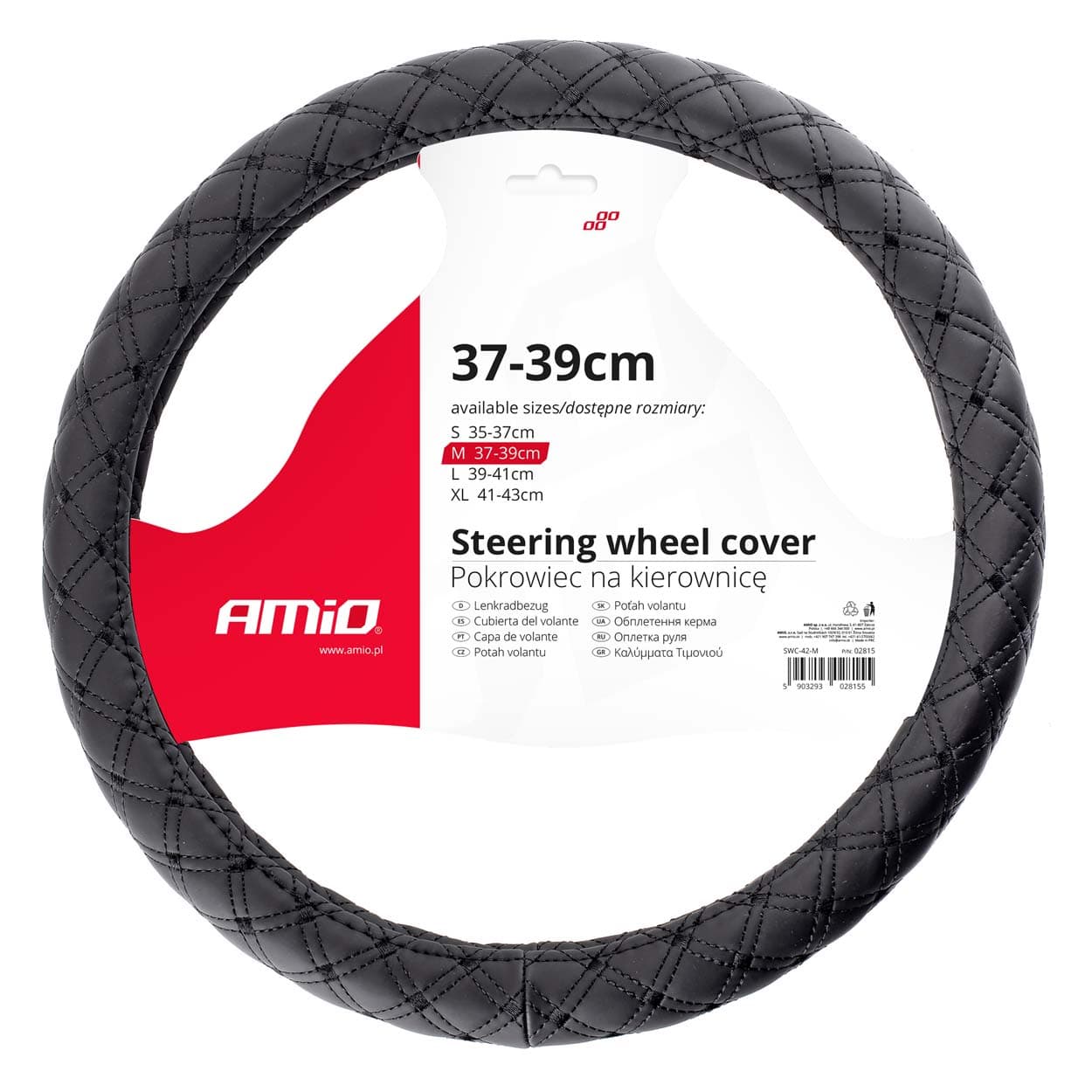 AMiO Prevleka za volan, vel. M (37-39 cm) - rdeči šivi