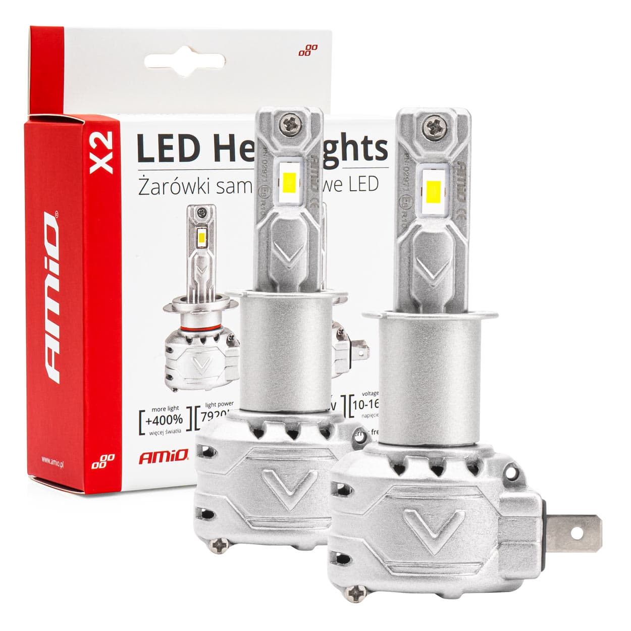 Avtomobilske LED žarnice AMiO X2 H3, 6500K, Canbus