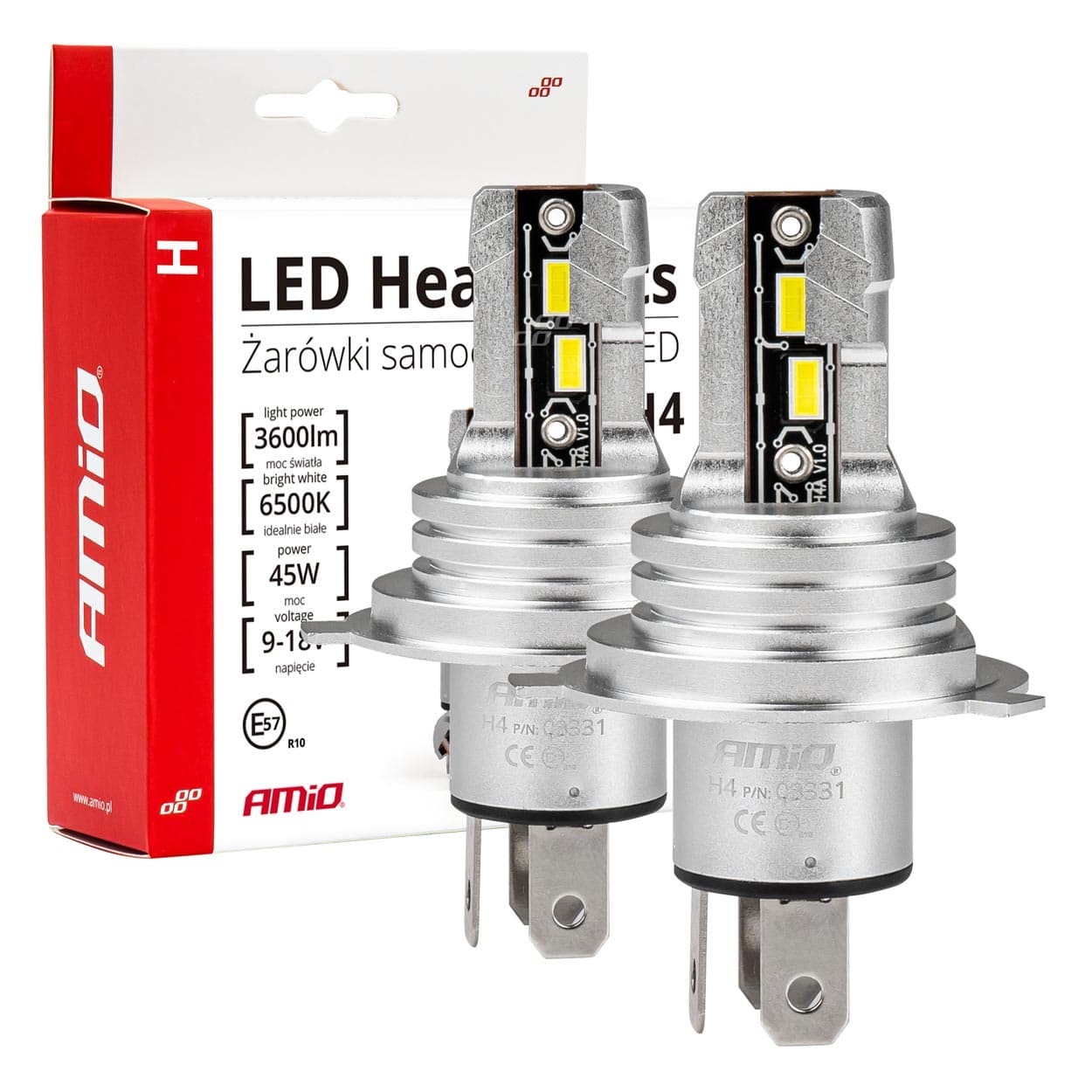 LED avtomobilske žarnice AMiO H-mini H4/H19 6500K CANBUS
