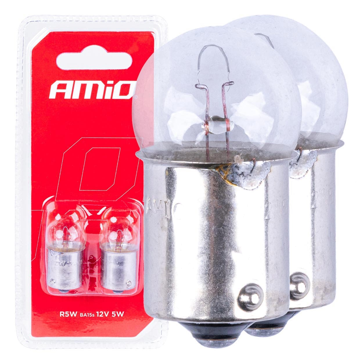 Halogenska žarnica AMiO R5W BA15s 12V (2 kos.)