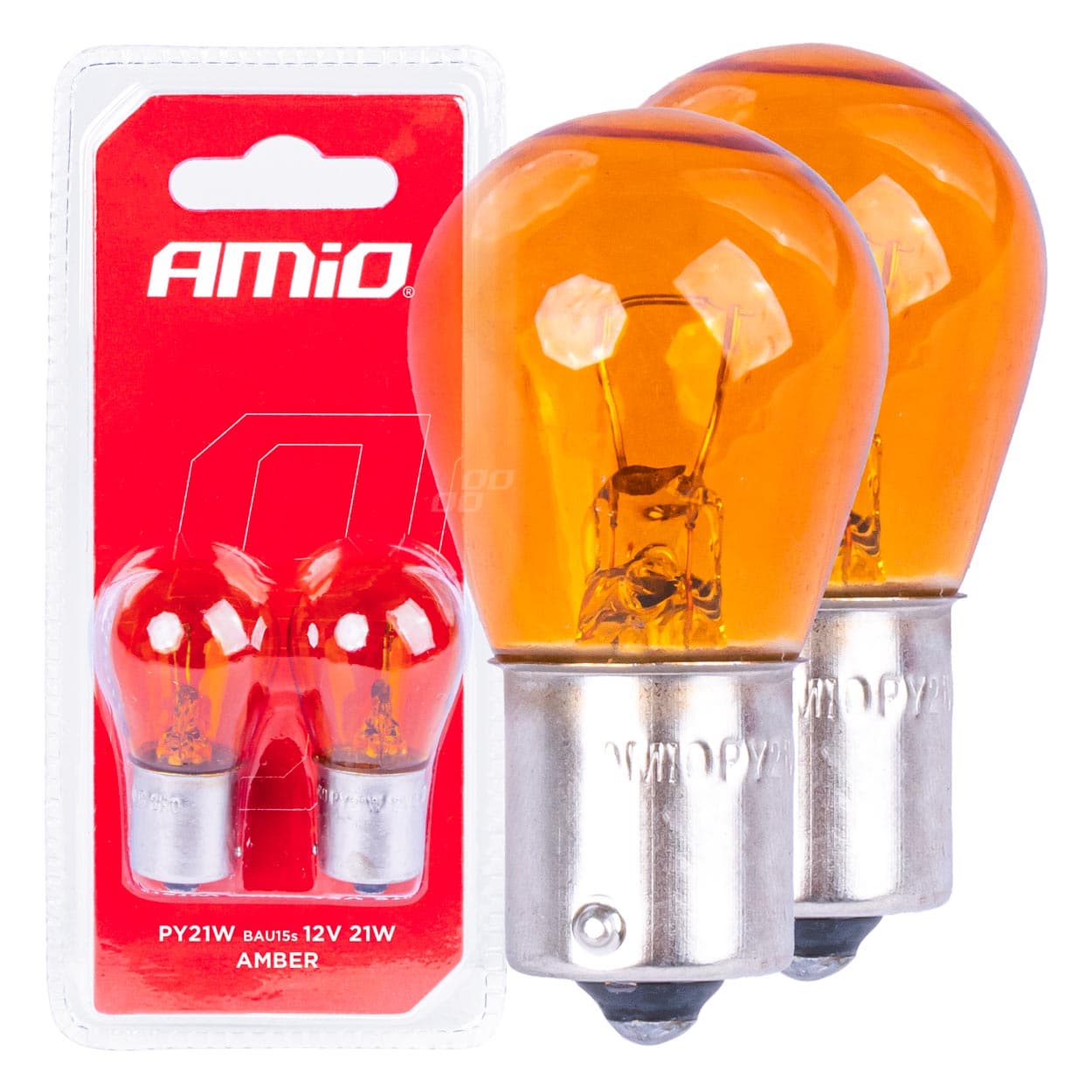 AMiO Halogenske žarnice PY21W BAU15s, 12V, oranžne, 2 kos