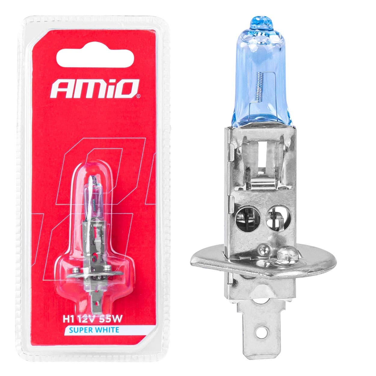 Halogenska žarnica AMiO H1 12V, 55W, Super White (1 kos.)